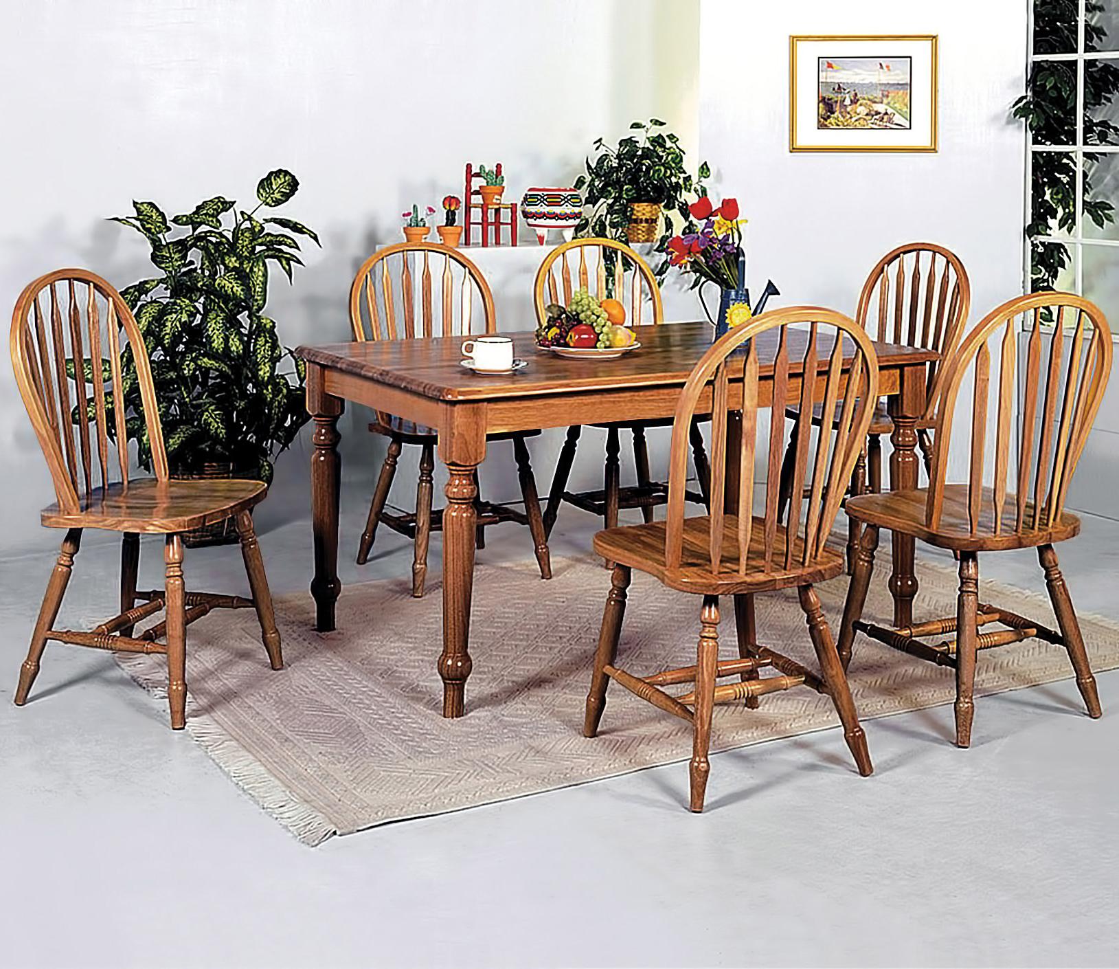 Crown Mark Windsor Solid 7 Piece Rectangular Leg Dining Table and Side